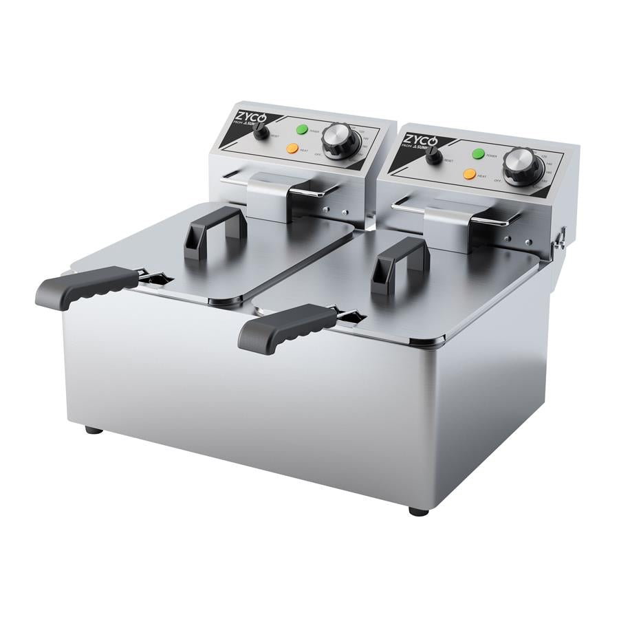 ZYCO 8 Litre Commercial Double Deep Fryer (2 x 4L Tanks)