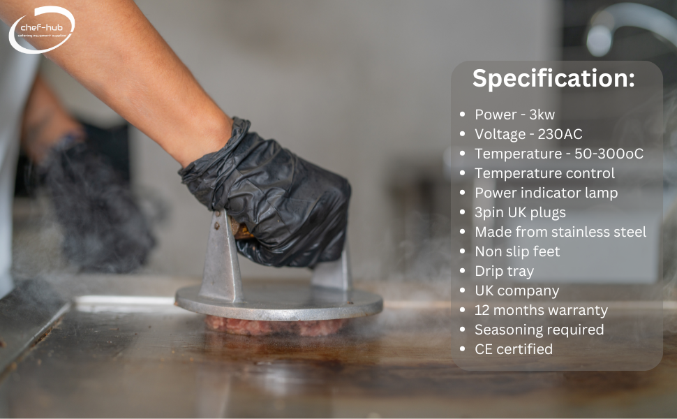 Chef-Hub 3kW Counter Top Electric Griddle