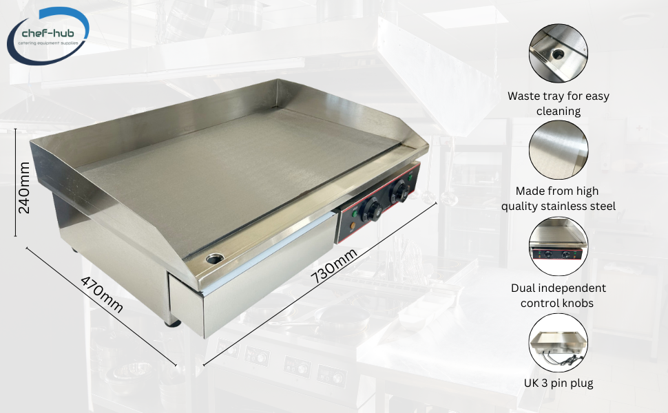 Chef-Hub 4.4kW Double Sided Counter Top Electric Griddle