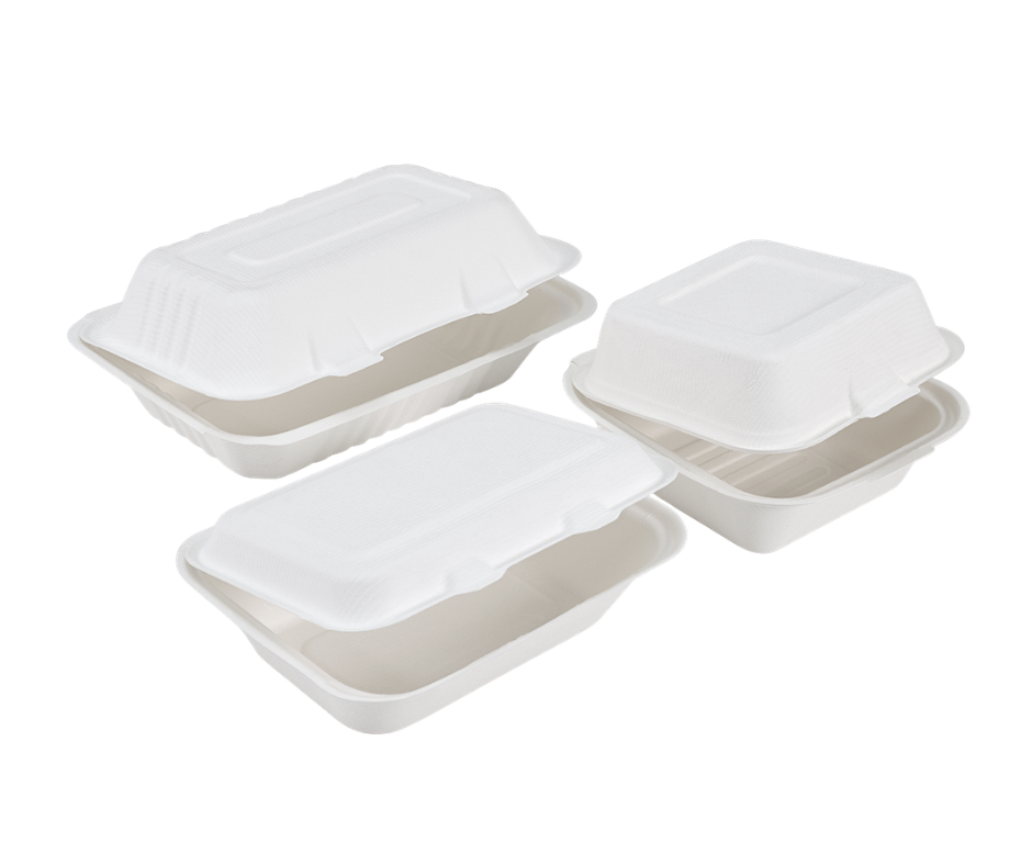 9 x 6″ Bagasse Clamshell