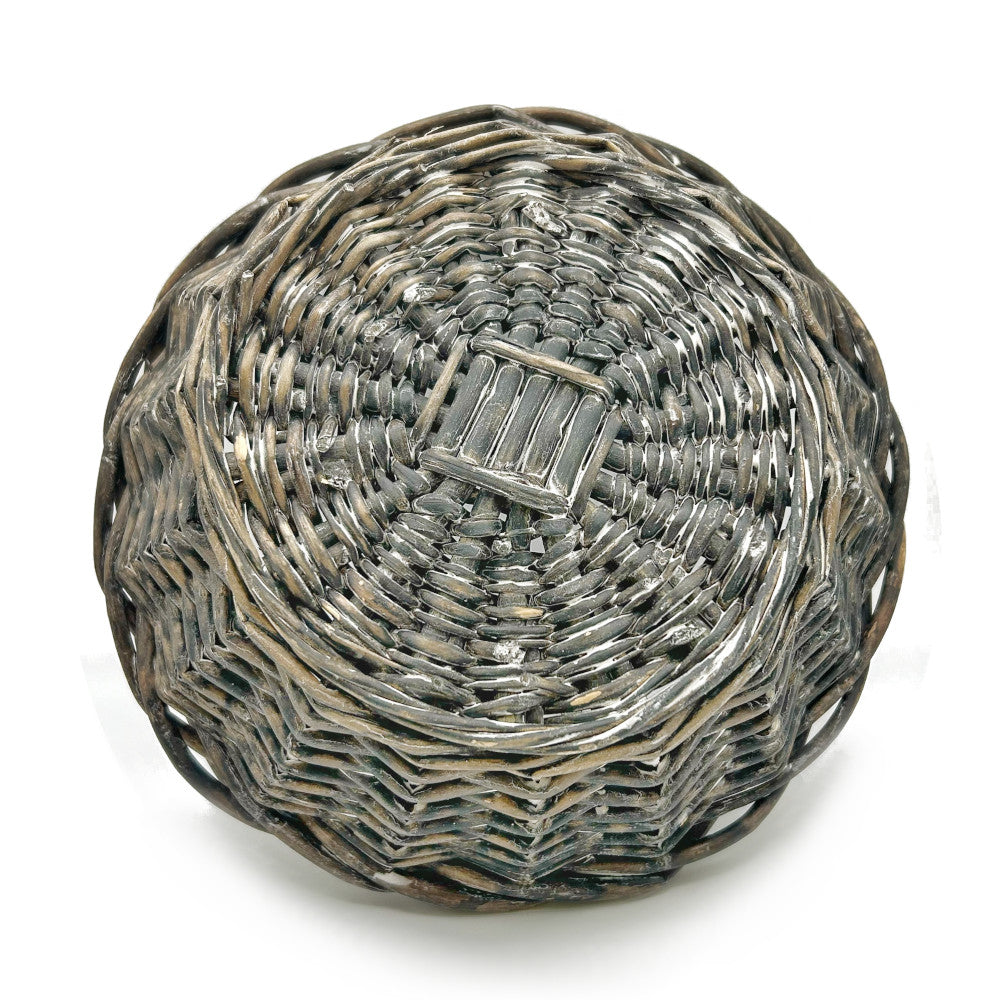 19cm Round Rustic Whitewash Brown Bread Basket