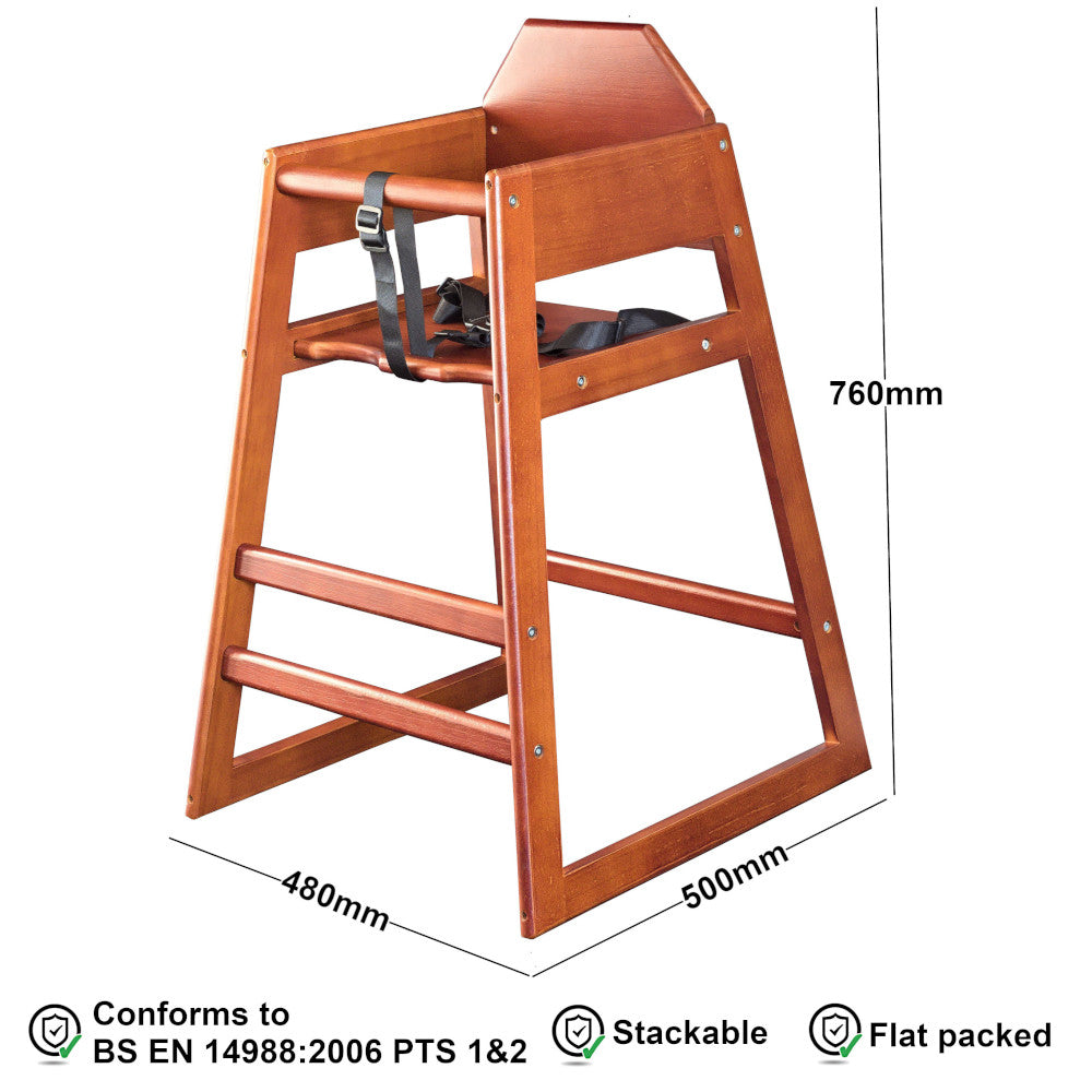 COMMERCIAL WOODEN STACKABLE BABY HIGH CHAIR CONFORMS TO BS EN 14988:2006 PTS 1&2