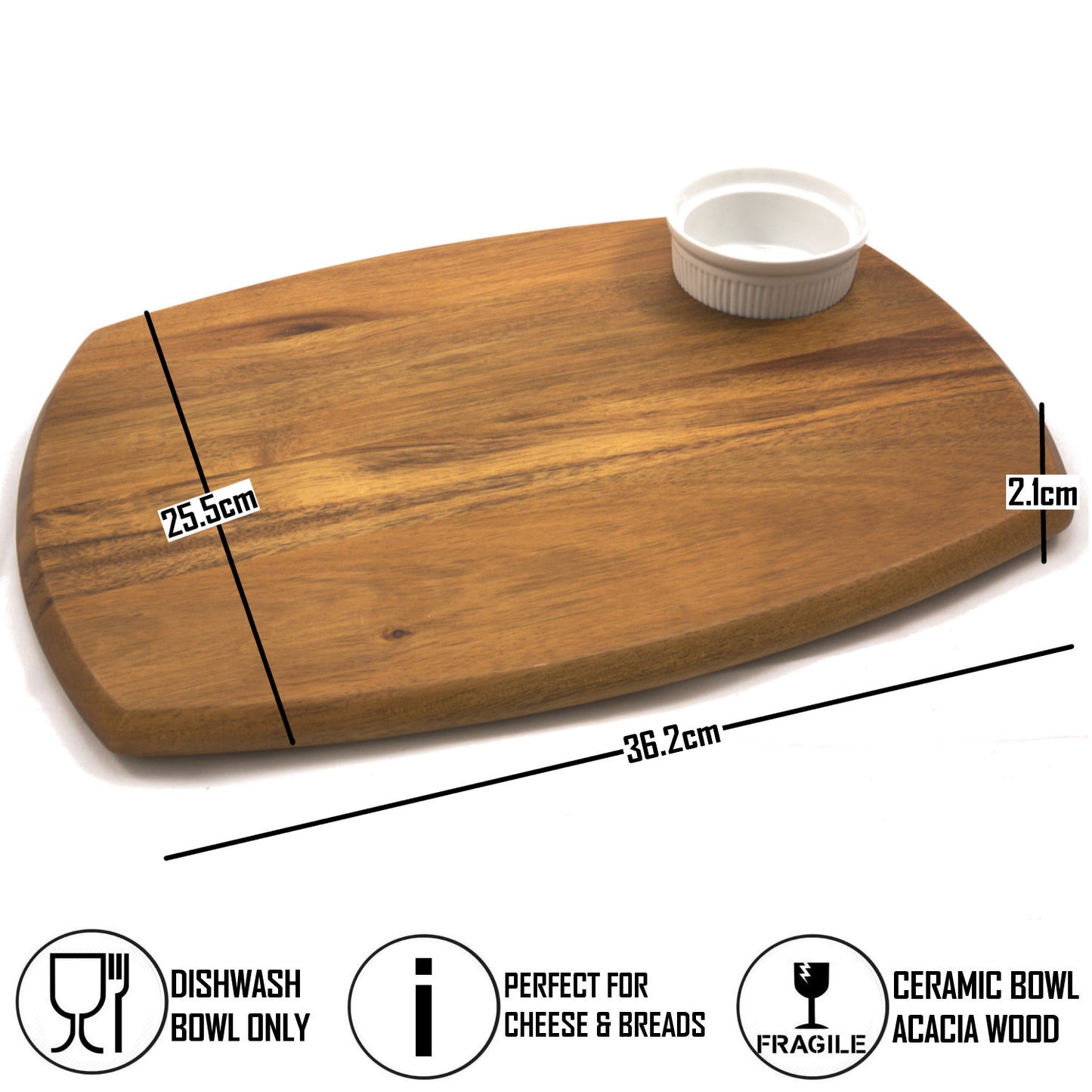 Chef-Hub Wooden Serving Board With Dip Bowl
