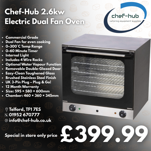 Commercial 2.6kW Dual Fan Convection Oven – Only £399.99 When Collected In Store