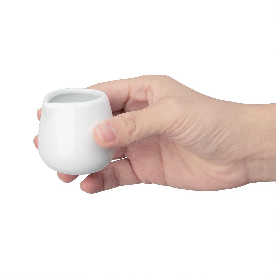 Chef-Hub 1.5oz Mini Ceramic Milk Jug – White, Dishwasher-Safe