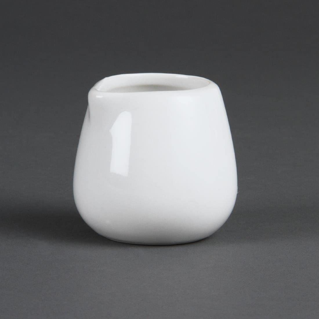 Chef-Hub 1.5oz Mini Ceramic Milk Jug – White, Dishwasher-Safe