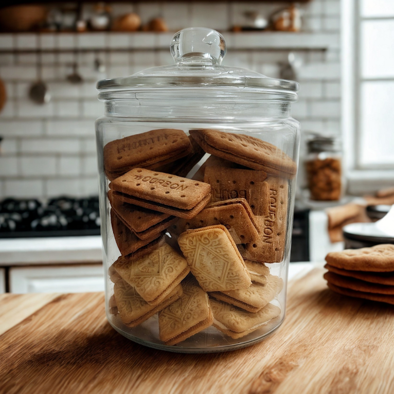 1.9L Classic Glass Biscotti - Cookie Storage Jar with Airtight Seal