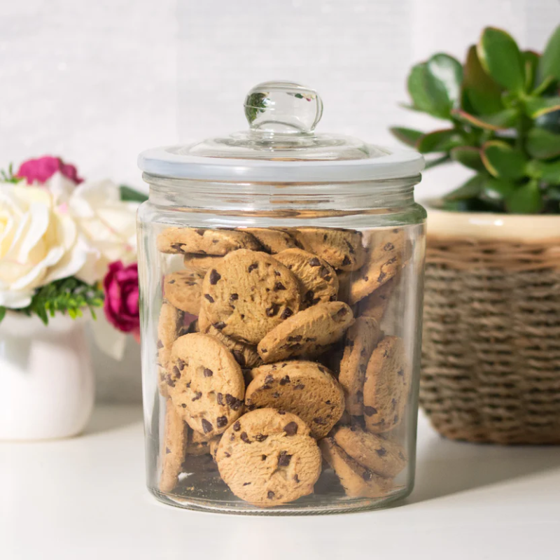 1.9L Classic Glass Biscotti - Cookie Storage Jar with Airtight Seal