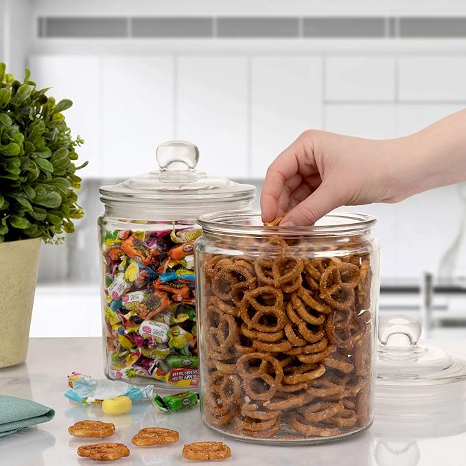 1.9L Classic Glass Biscotti - Cookie Storage Jar with Airtight Seal