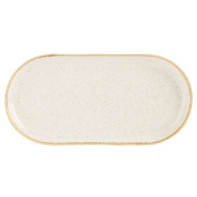 Oatmeal Narrow Oval Plate 30cm (Pack of 6)
