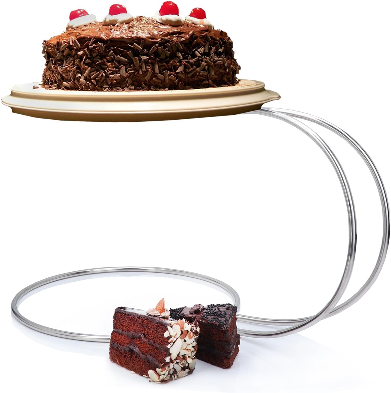 Elegant Silver 2 Tier Wedding Cake Stand | Dessert & Cupcake Display | Lightweight Stainless Steel