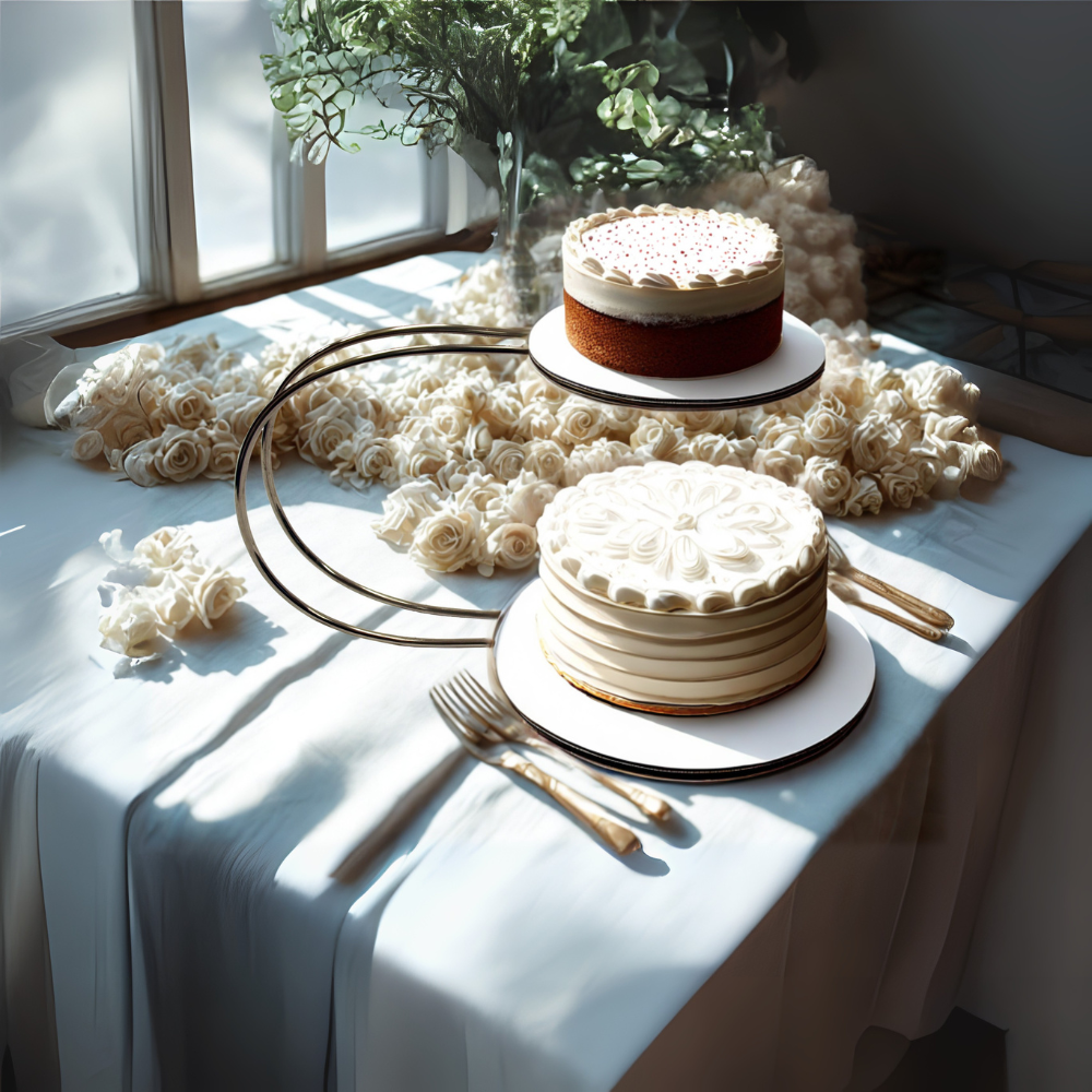 Elegant Silver 2 Tier Wedding Cake Stand | Dessert & Cupcake Display | Lightweight Stainless Steel