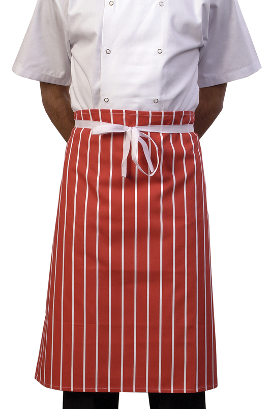 Red Butchers Stripe Waist Apron