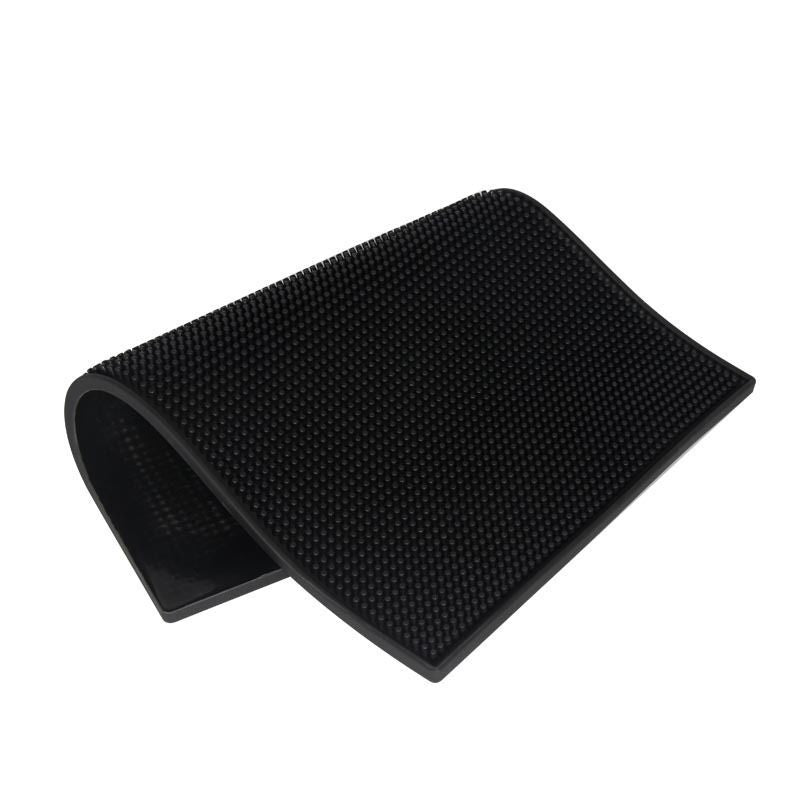 2x Chef-Hub Rubber Bar Mat 45x30cm Black Spill Mat Heavy Duty Non Slip Runner