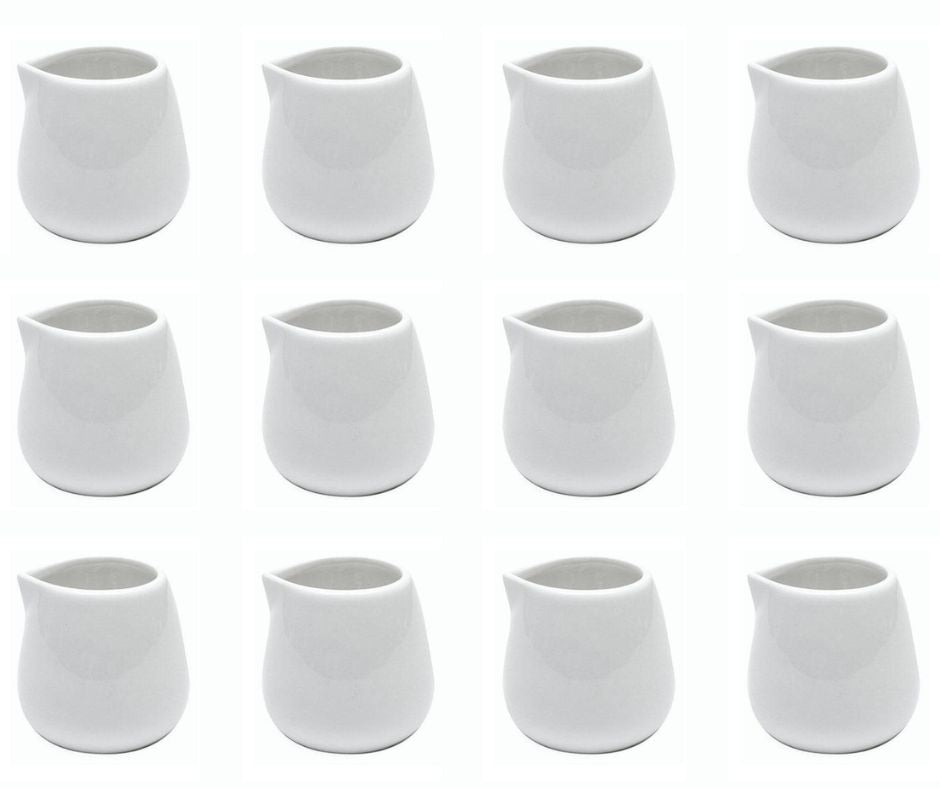 Box Qty Discount 12 x 1.5oz Milk Pouring Jugs White Ceramic