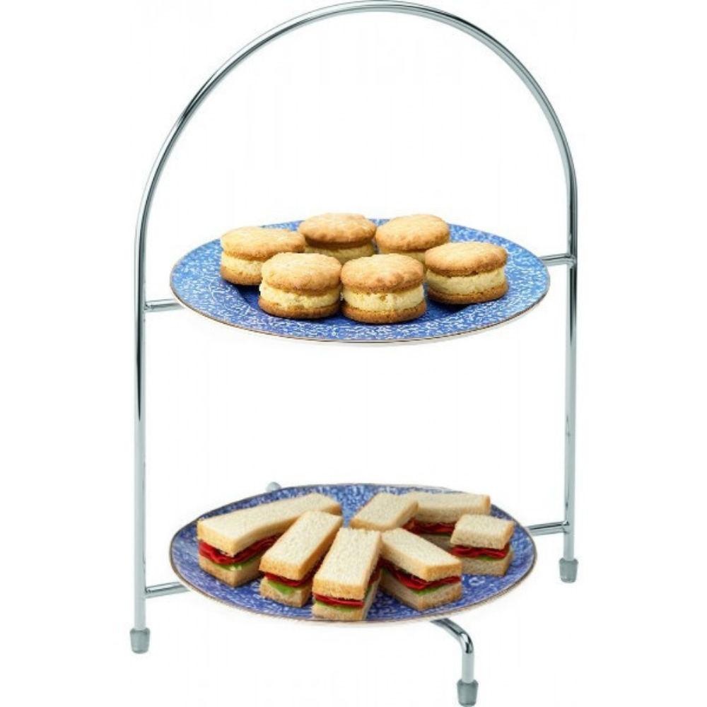 Stainless Steel Vintage Afternoon Tea Stand – Small 2-Tier Display