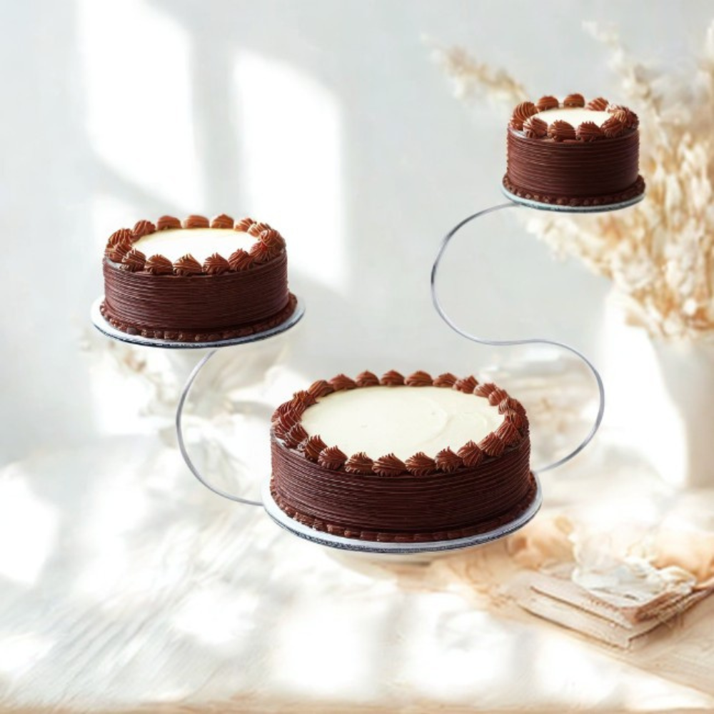 Unique "Swan" Design 3-Tier Wedding Cake Stand | Polished Stainless Steel Silver Dessert Display