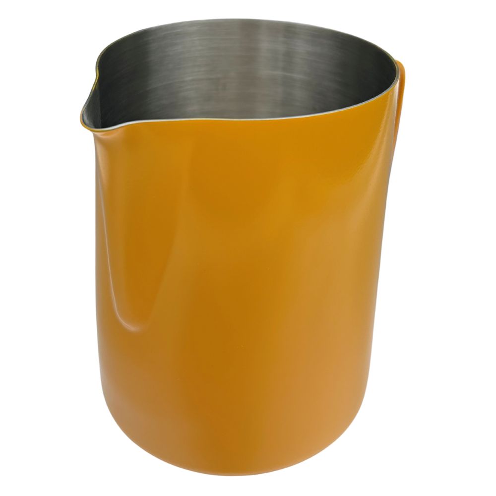 Chef-Hub 600ml Yellow Milk Frothing Jug with FREE Thermometer | Stainless Steel Milk Pitcher with Internal Measurement Markings | Barista Latte Art & Coffee Steaming Jug