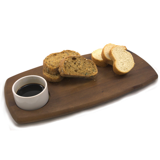 Chef-Hub Wooden Serving Board With Dip Bowl - Narrow