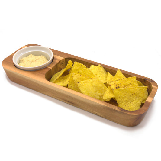 Wooden Serving Board With Dip Bowl (single)