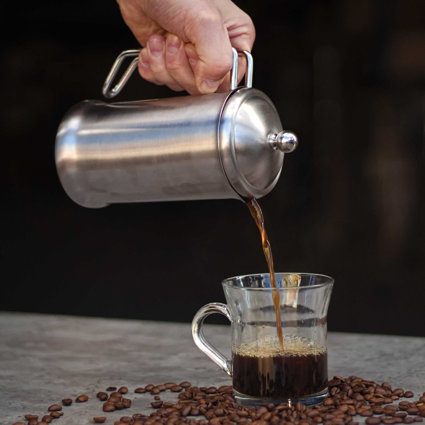 Stainless Steel 400ml Cafetiere Satin Finish
