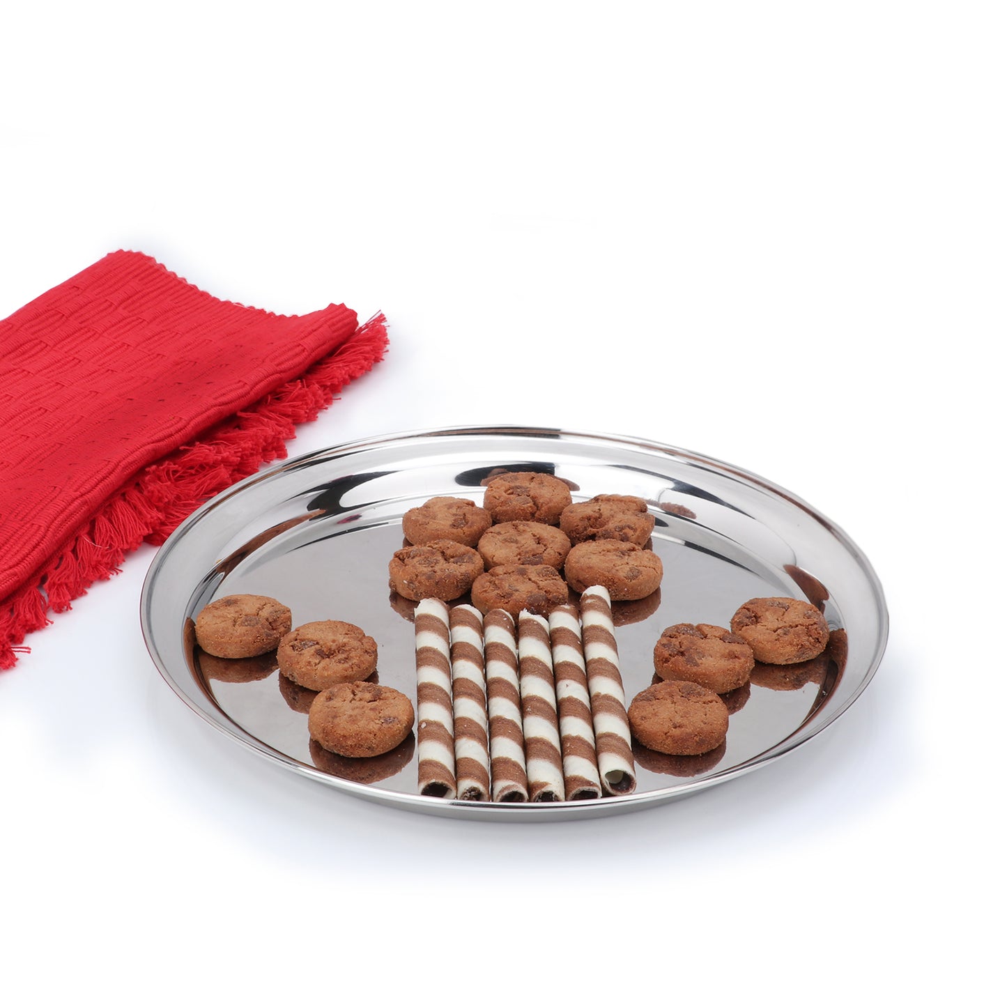 30cm Round Service Tray / Bar Tray Stainless Steel