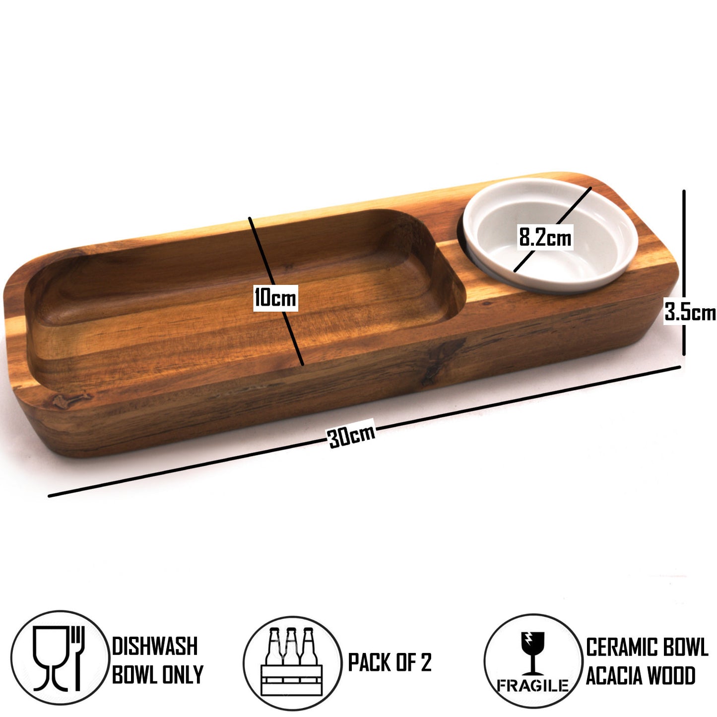 Wooden Serving Board With Dip Bowl (single)