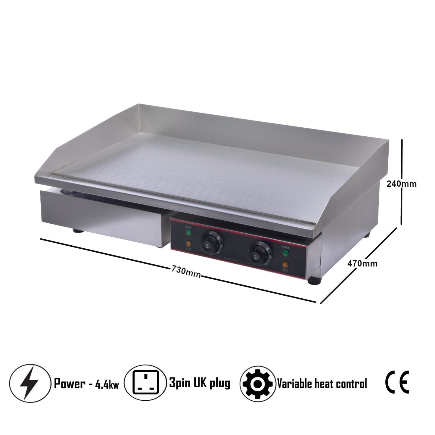 Chef-Hub 4.4kW Double Sided Counter Top Electric Griddle